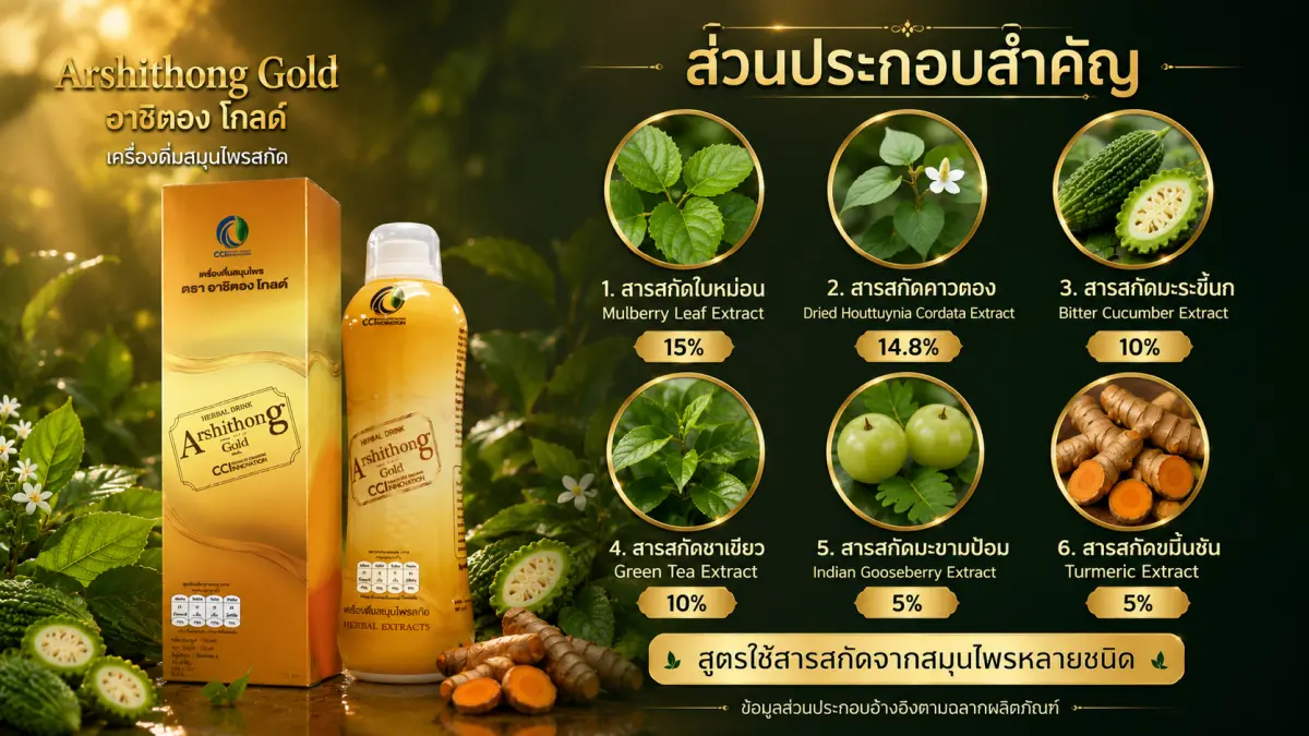 ส่วนประกอบสำคัญของ Arshithong Gold สารสกัดจากสมุนไพร 6 ชนิด
