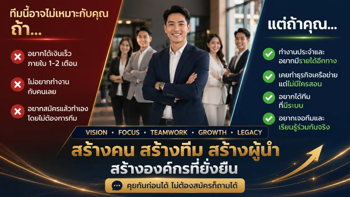ทีม LeaderThai สำหรับผู้ที่ต้องการระบบ ทีม และการเติบโตทางธุรกิจ